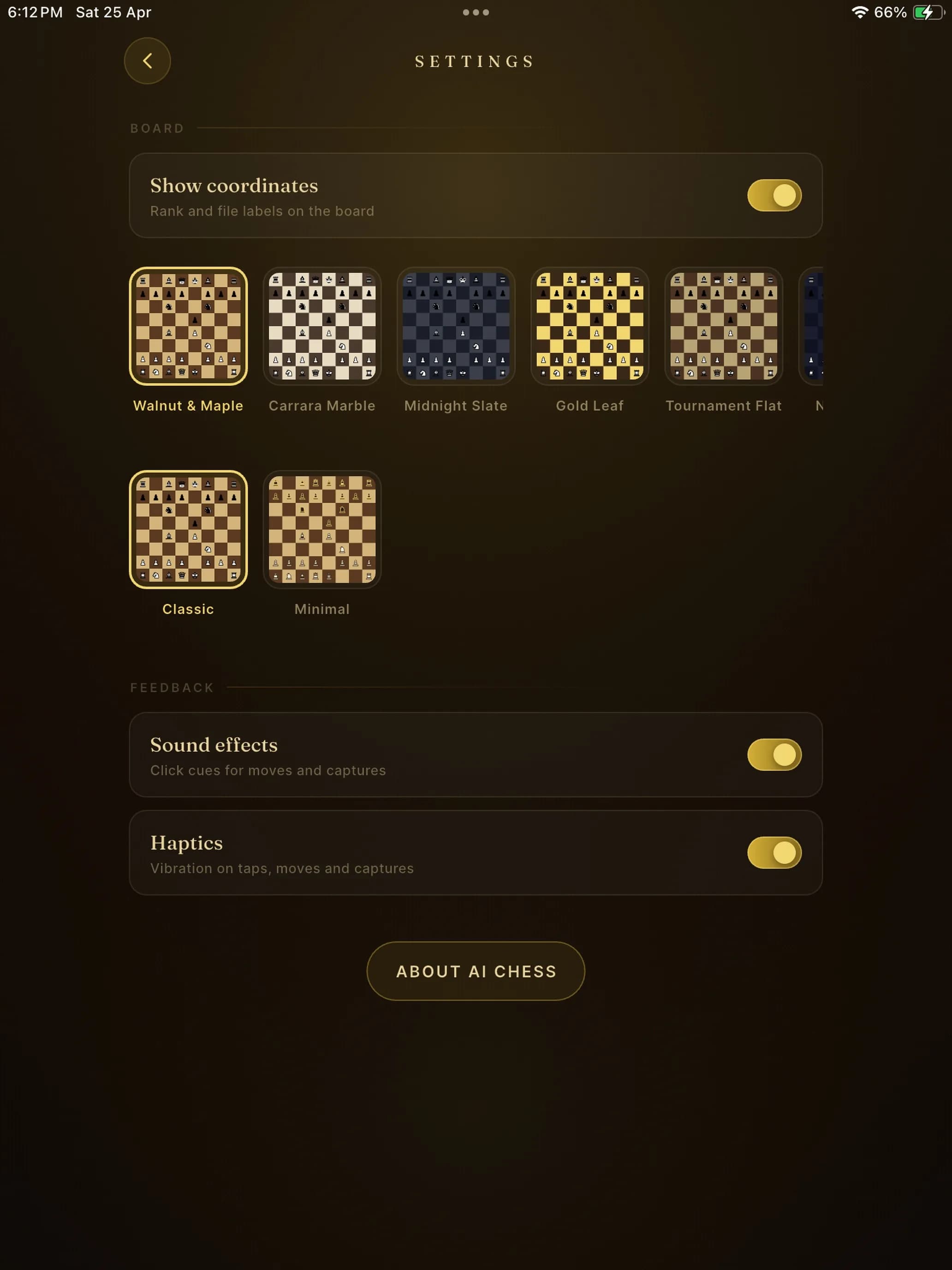 Black Gold Chess on iPad, screen 3