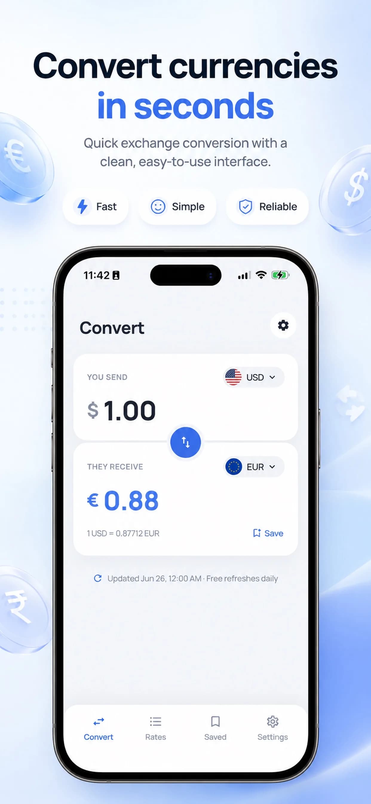 Currency Converter on iPhone, screen 4