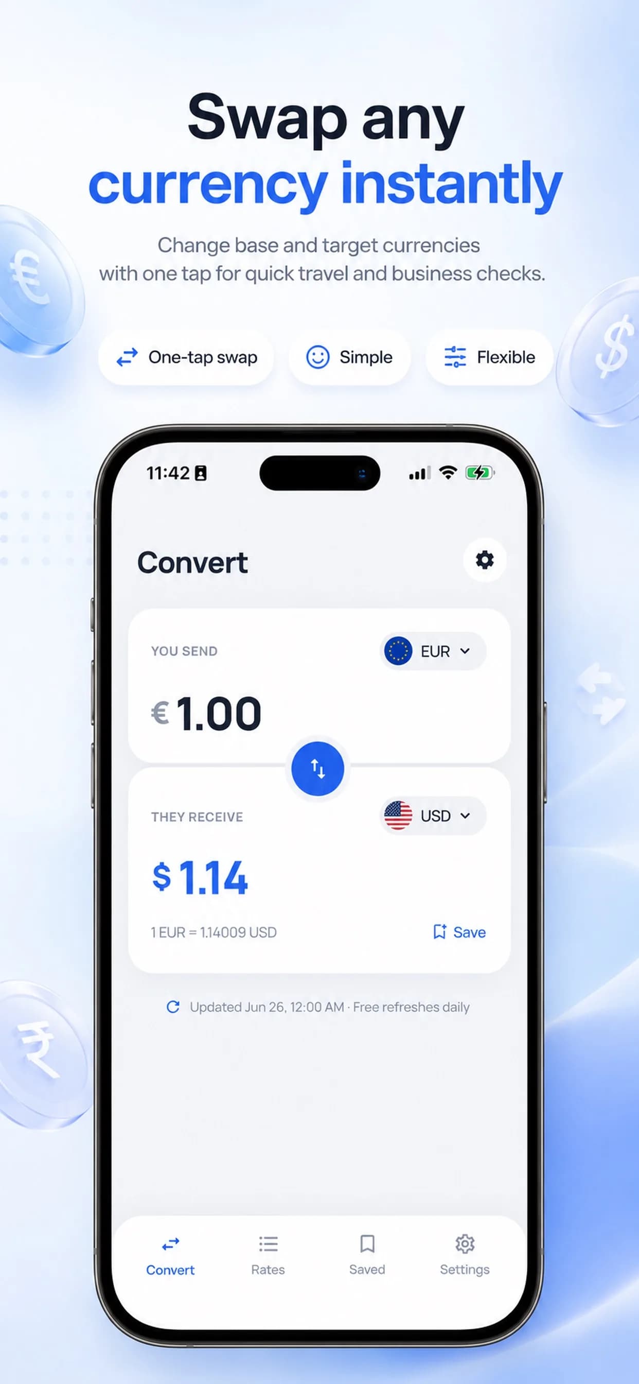 Currency Converter on iPhone, screen 5