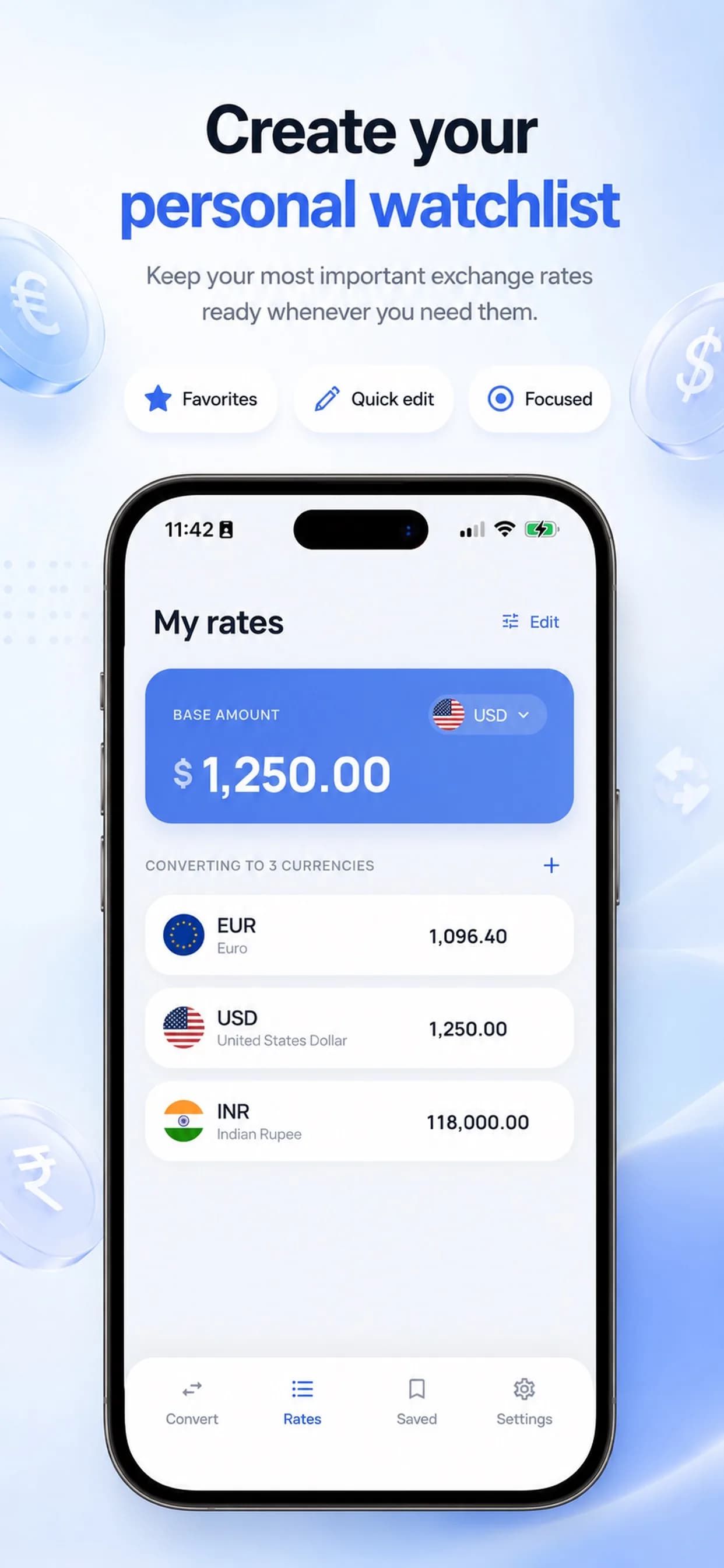 Currency Converter on iPhone, screen 2