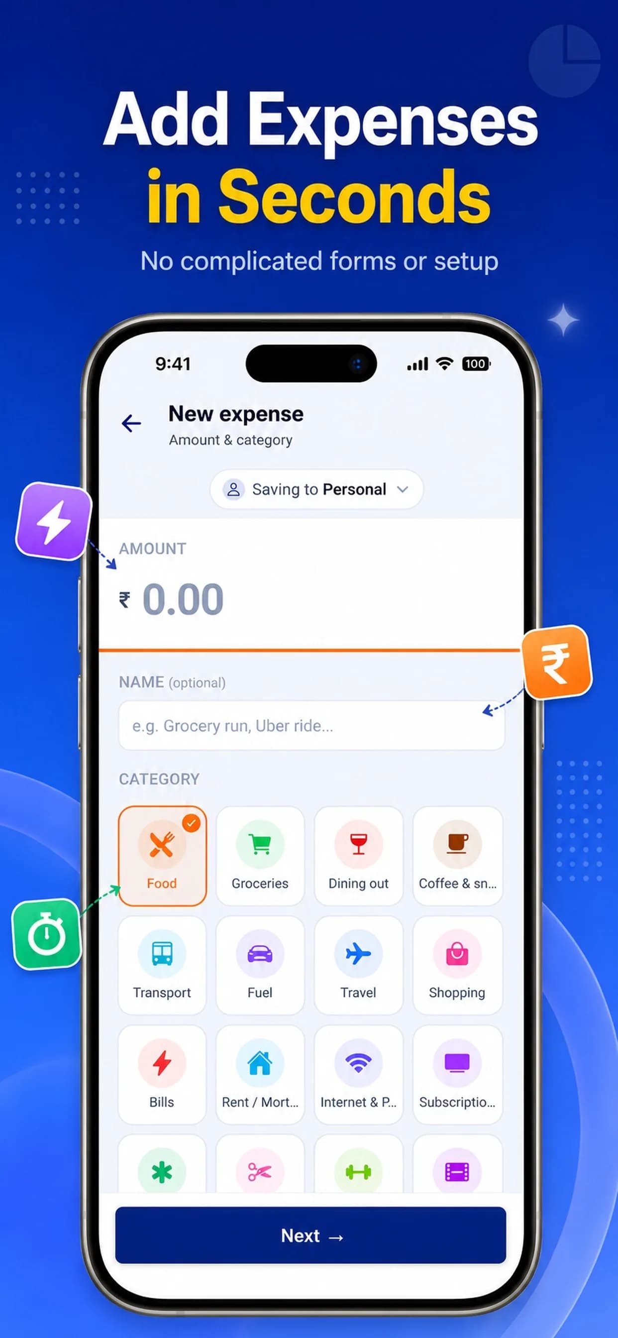 Expense Book on iPhone, screen 2