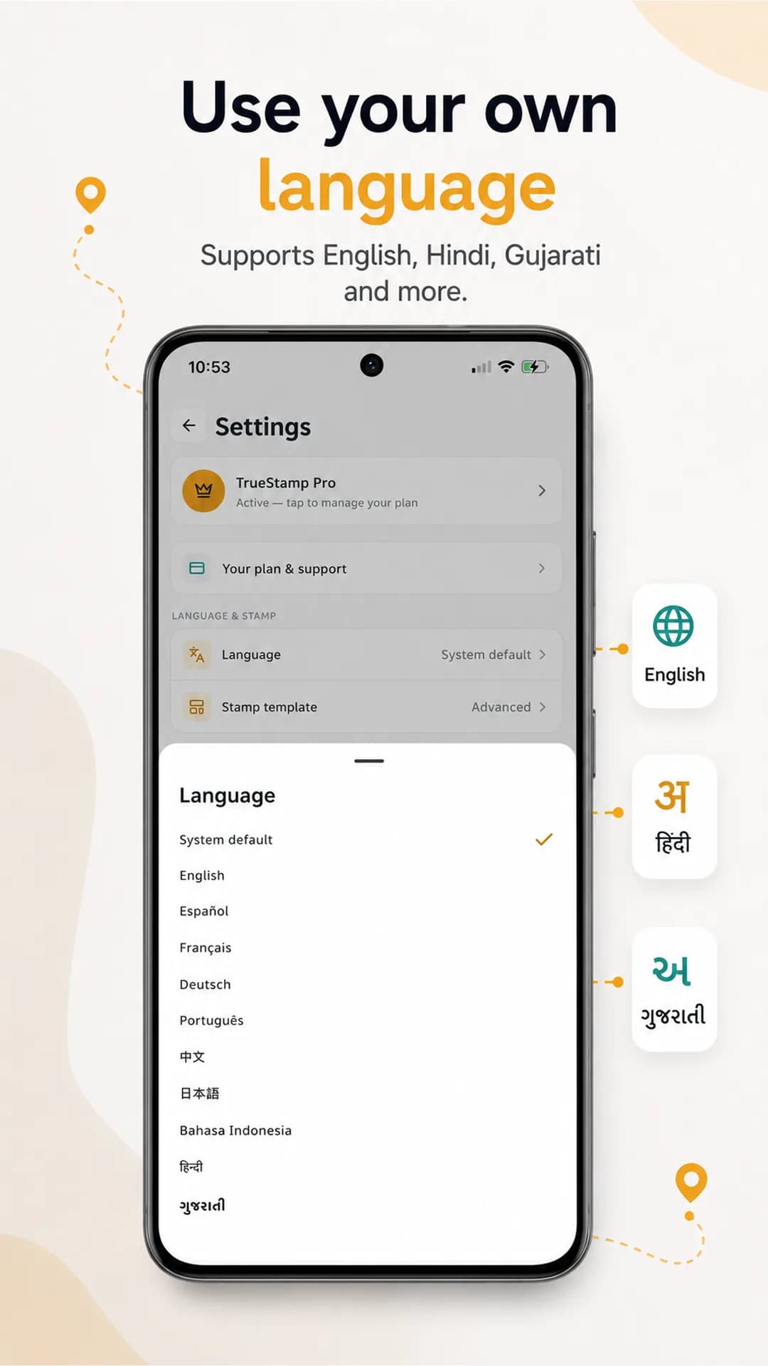 TrueStamp on Android phone, screen 5