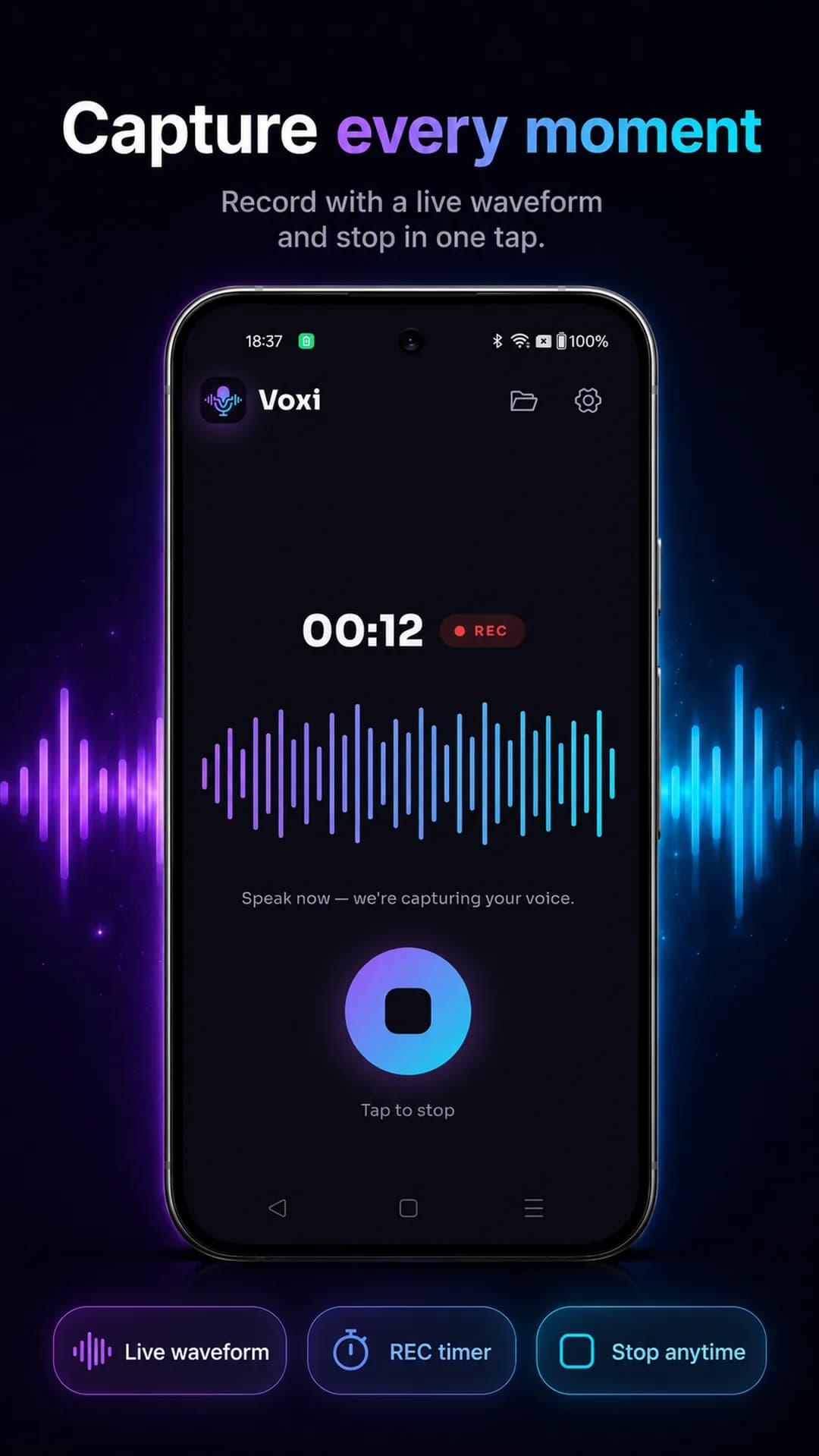 Voxi on Android phone, screen 2