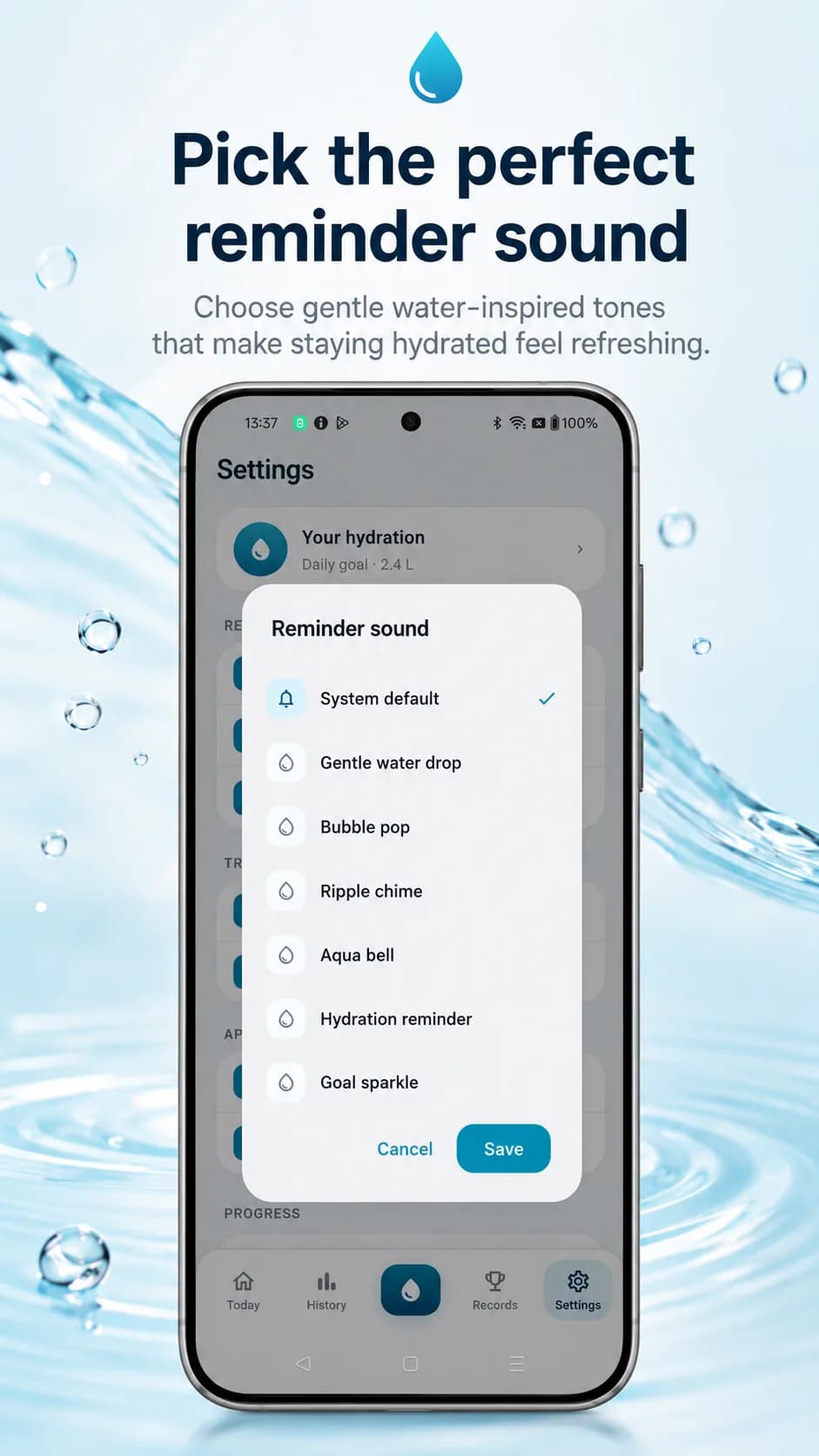 Water Tracker on Android phone, screen 6