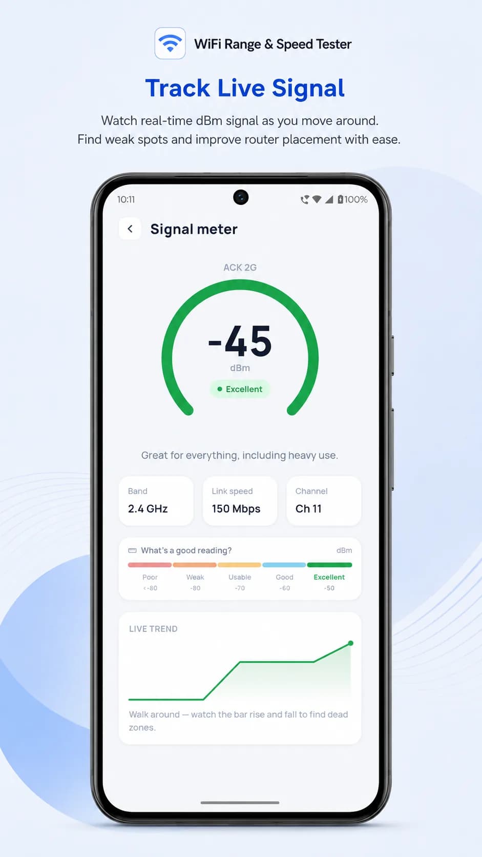 Wi-Fi Range & Speed Tester on Android phone, screen 2